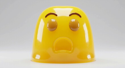 Expressive yellow blob with a worried face showing concern and anxiety, perfect for illustrating feelings of sadness and fear in a fun, modern, and eye-catching way