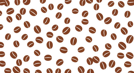 Fresh roasted coffee beans scattered top view healthy breakfast ingredient vector