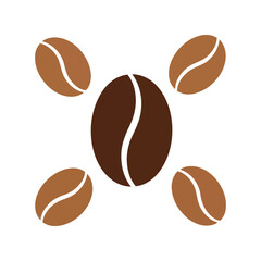 Organic coffee beans pattern flat design isolated elements beverage energy vector