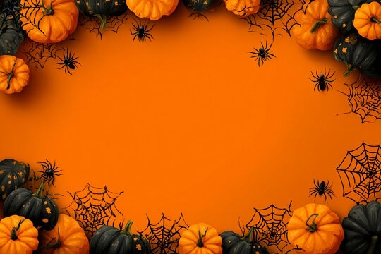halloween background with pumpkins an copy space