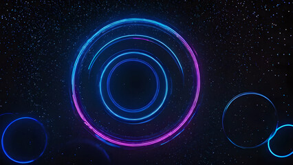 Neon circles glowing in deep cosmos