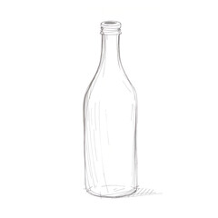 Transparent glass bottle in a minimalist line drawing style, concept
