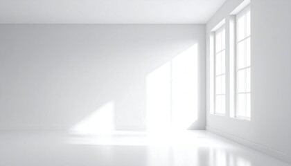 Obraz premium Empty white room with bright sunlight
