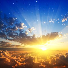 Fototapeta premium Dramatic sunset sky with clouds