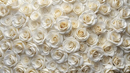 Elegant Wall of White Roses for Wedding Backdrop or Floral Design