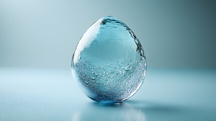 Crystal Clear Water Drop Sculpture &ndash; Minimalist 3D Aqua Design