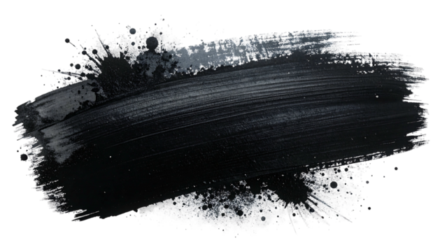 Abstract Black Ink Splash on White Background.