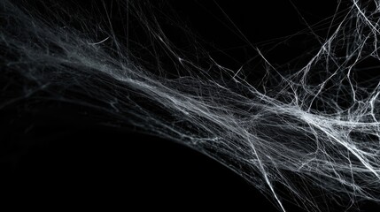 Delicate spider webs stretched in darkness
