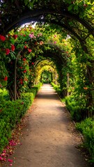 Obraz premium Rose-lined garden walkway
