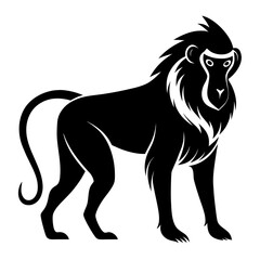 Baboon vector clean black silhouette design white background