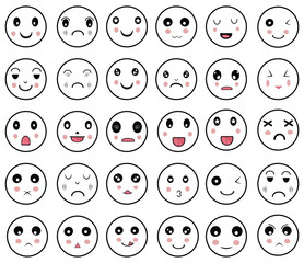  cute kawaii face emoji bundle vector design