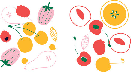 Cute appetizing Vegetables collection. Decorative abstract horizontal banner with colorful doodles. Hand-drawn modern illustrations with Vegetables, abstract elements.	
