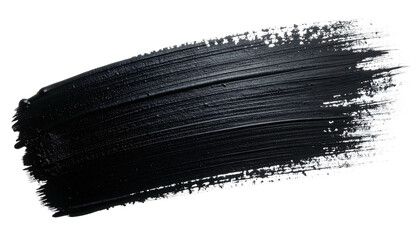 Black paint stroke on white background artistic abstract.
