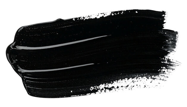 Black paint stroke on white background artistic expression.