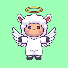 Obraz premium Cute Angel Sheep Flying Cartoon