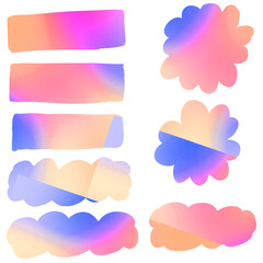 Ombre Gradient Sticker Set, Colorful Vector Labels and Shapes, Abstract Gradient Stickers, Pastel Ombre Vector Collection