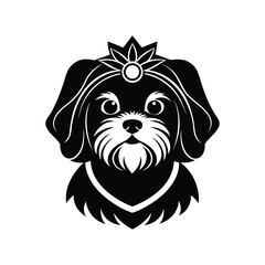 Cava Tzu head silhouette with royal cushion neck wrap vector art illustration