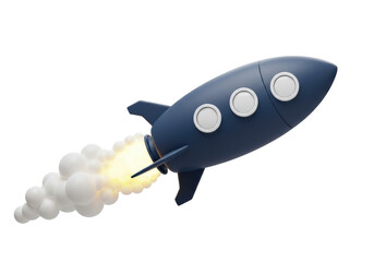 Fototapeta premium Blue rocket PNG illustration isolated on transparent background for creative projects and designs Space travel and exploration concept