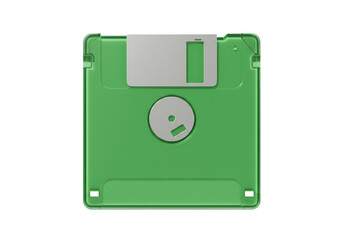 Green floppy disk PNG illustration isolated on transparent background vintage computer storage media technology retro