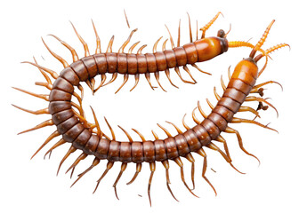 Soil centipede isolated on transparent background. The top view of a Soil centipede, high resolution images shot in a studio room.