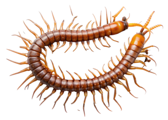 Soil centipede isolated on transparent background. The top view of a Soil centipede, high resolution images shot in a studio room.