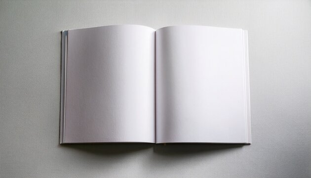 mockup of opened blank catalogue at white paper background