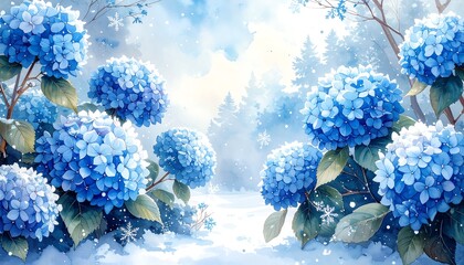 Winter hydrangea scene