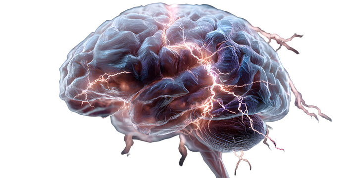 Stress and migraine seizure, alzheimer and epilepsy disorder, brain waves, mental health concept, generative AI used for brain