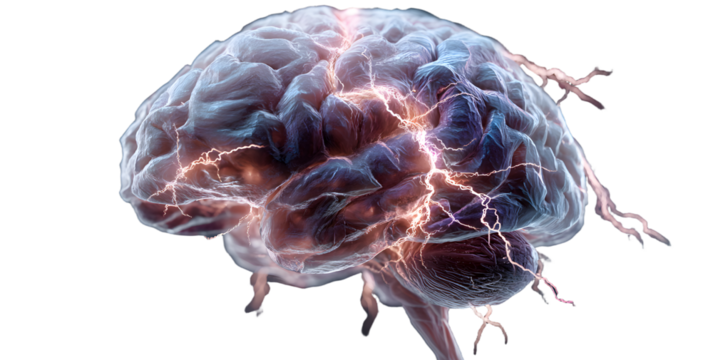 Stress and migraine seizure, alzheimer and epilepsy disorder, brain waves, mental health concept, generative AI used for brain