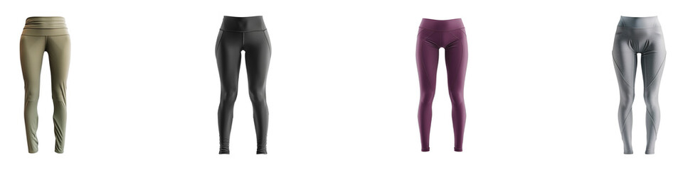 Display of Different Colors Styles of Women's Leggings Apparel