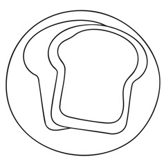 Two Bread Slices Vector outline on white background