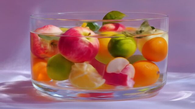 Colorful fruits in glass bowl