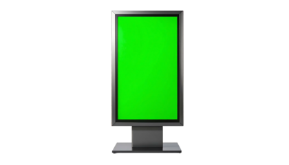 Digital display screen with green background isolated.