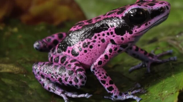 Pink frog on leaf