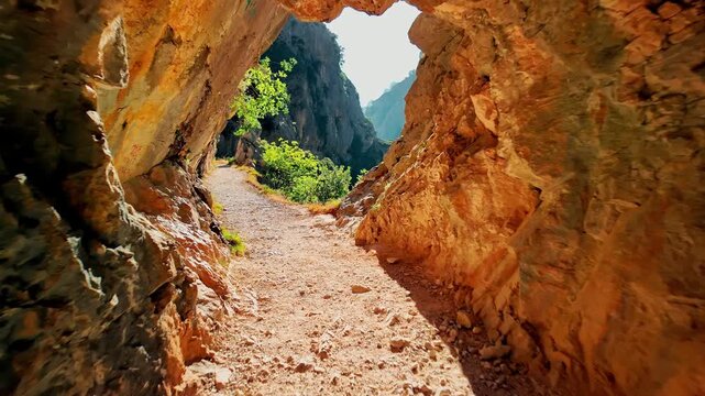 Ruta del Cares Hiking Trail in Picos de Europa in Summer, Northern Spain