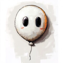 Pixel art ghost balloon floating alone on white background