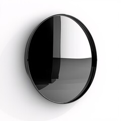 Pixel art black mirror reflecting another dimension on white background