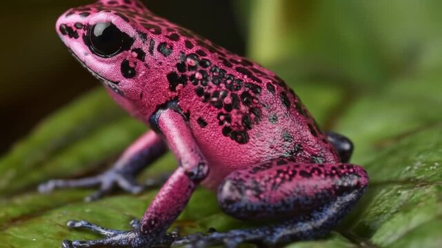 Pink poison dart frog closeup