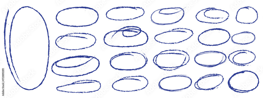 Poster set of black highlight circles on transparent background cut out design elements