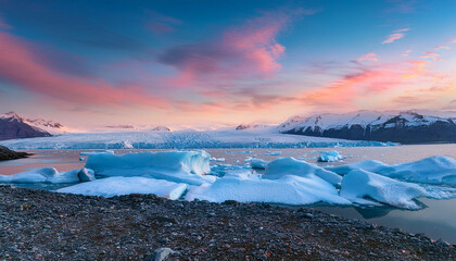 Obraz premium Serene Icy Landscape With Layered Glaciers And Pastel Sky