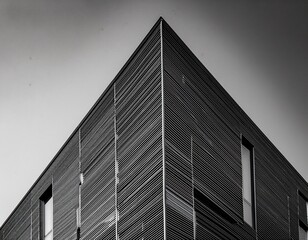 detail of a modern building black and white