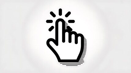 Clicking Hand Cursor Icon with Rays
