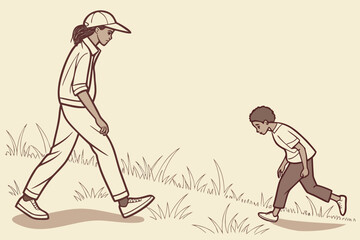 Duotone Tree Silhouette and Bird Landscape Vector - Tonal Blue Hillside Graphic