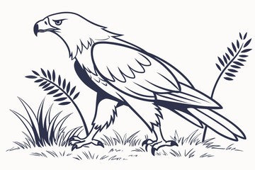 Small Perched Bird on Rock Vector Illustration - Detailed Wildlife Clipart