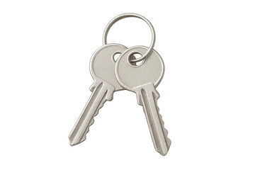 Pair of metal keys on keyring security access