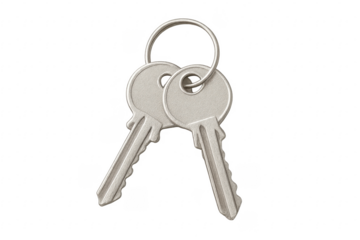 Pair of metal keys on keyring security access