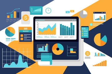 Accounting finance graphic report worker vector image