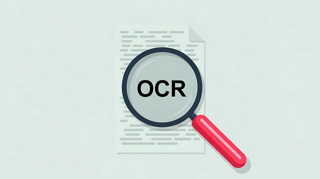 Magnifying Glass Over Document with OCR Text
