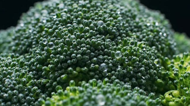 Close up of fresh broccoli with water droplets