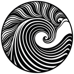 Abstract black and white geometric wave pattern design for seamless backgrounds and textures